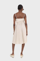 Oatmeal peek tie front linen dress_4