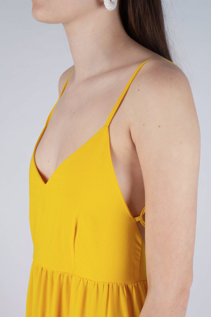 Yellow tiered tie back maxi dress_14