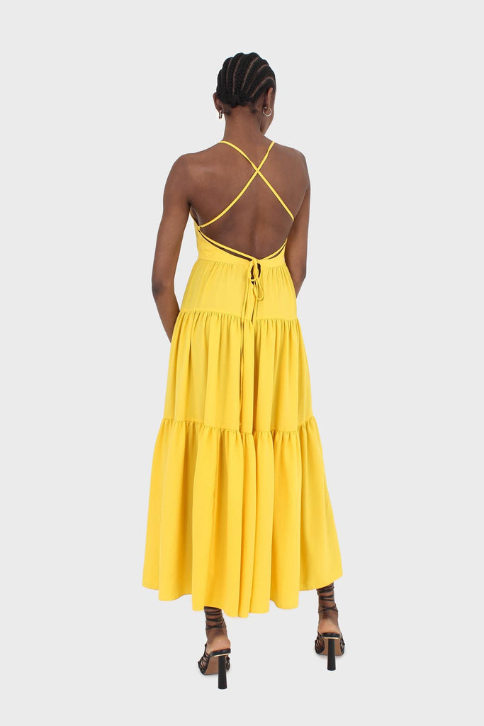 Yellow tiered tie back maxi dress_2