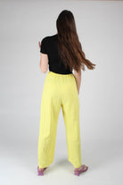 Bright yellow herringbone linen wide trousers_3