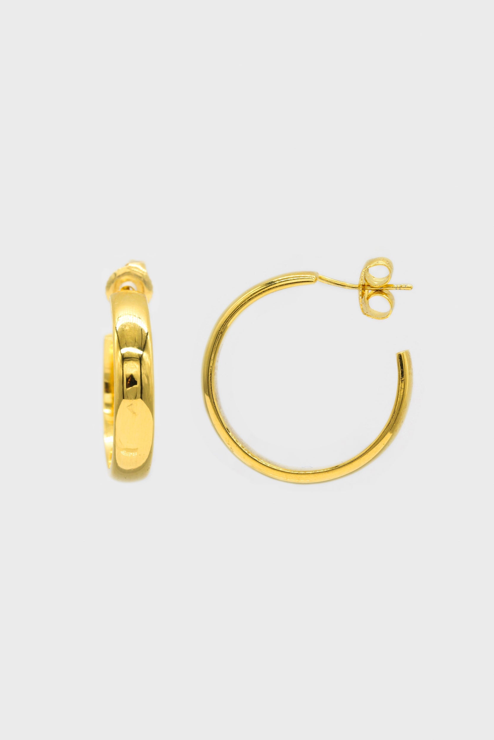 Gold thick hoop glossy earrings - 25mm