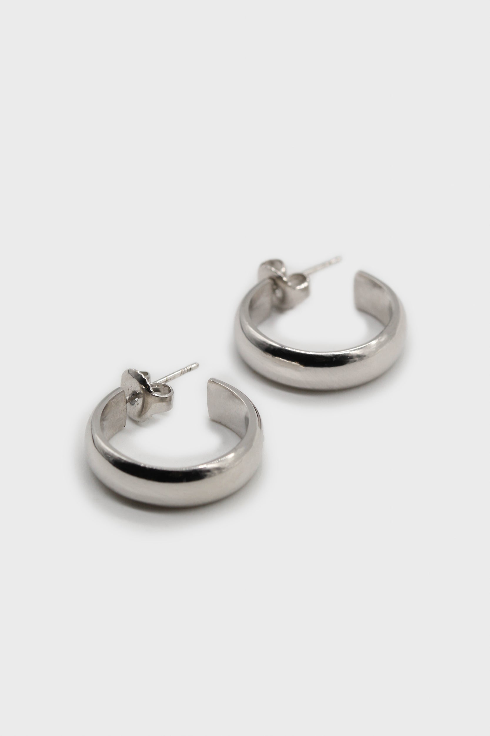 Silver thick hoop glossy earrings - 19mm