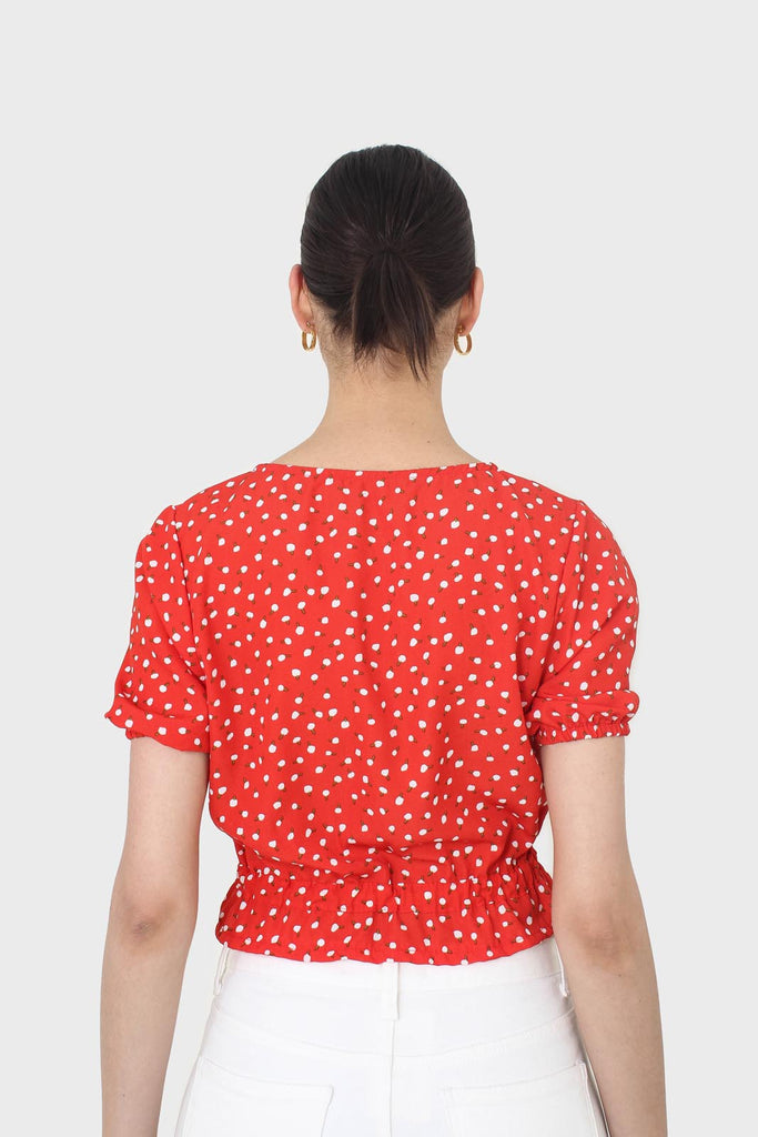 Red and white floral cropped blouse_6