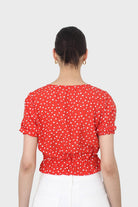 Red and white floral cropped blouse_6