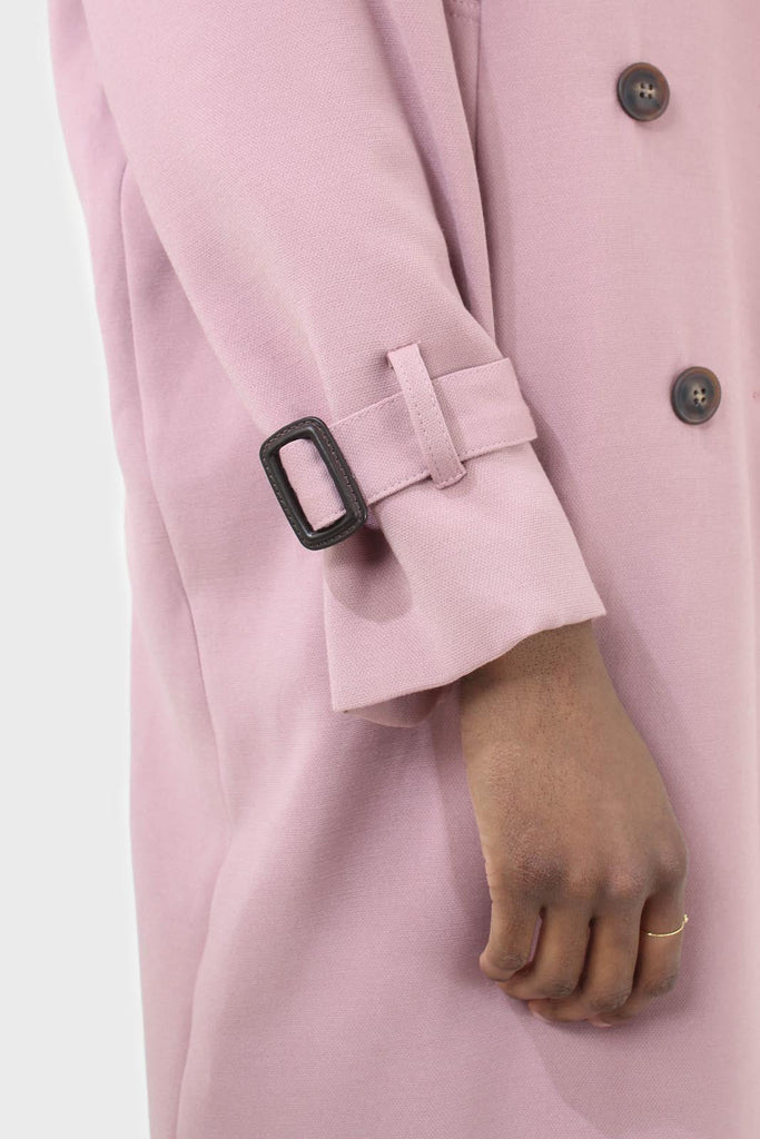 Pale pink double breasted belted trench coat_2