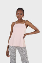 Pink tie back ribbed thin strap tank_1