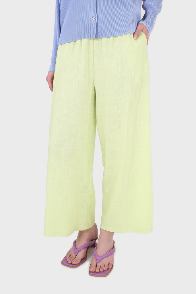 Neon green loose fit linen trousers_1