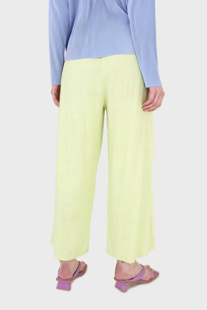 Neon green loose fit linen trousers_3