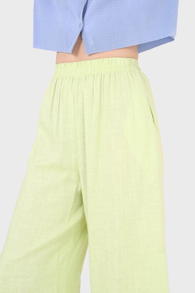 Neon green loose fit linen trousers_2