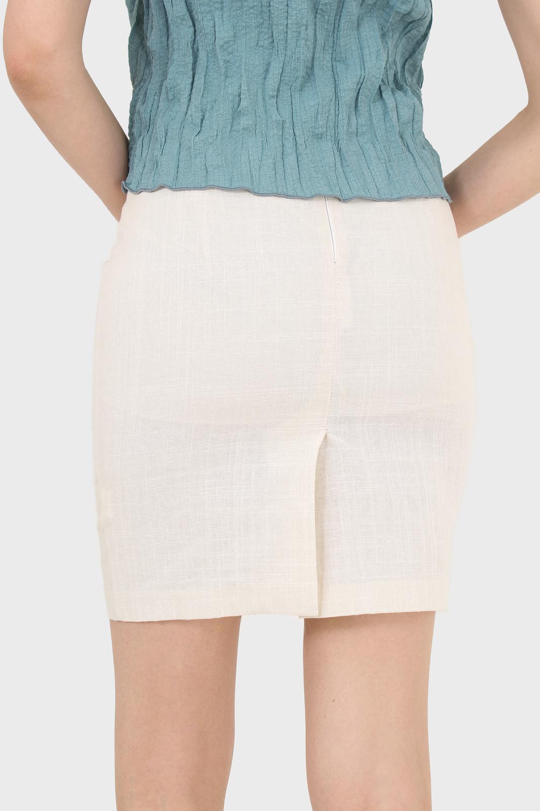 Ivory simple linen pencil skirt_6