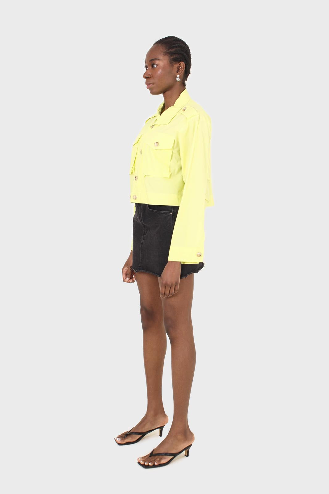 Neon yellow patch pocket cropped jacket_5