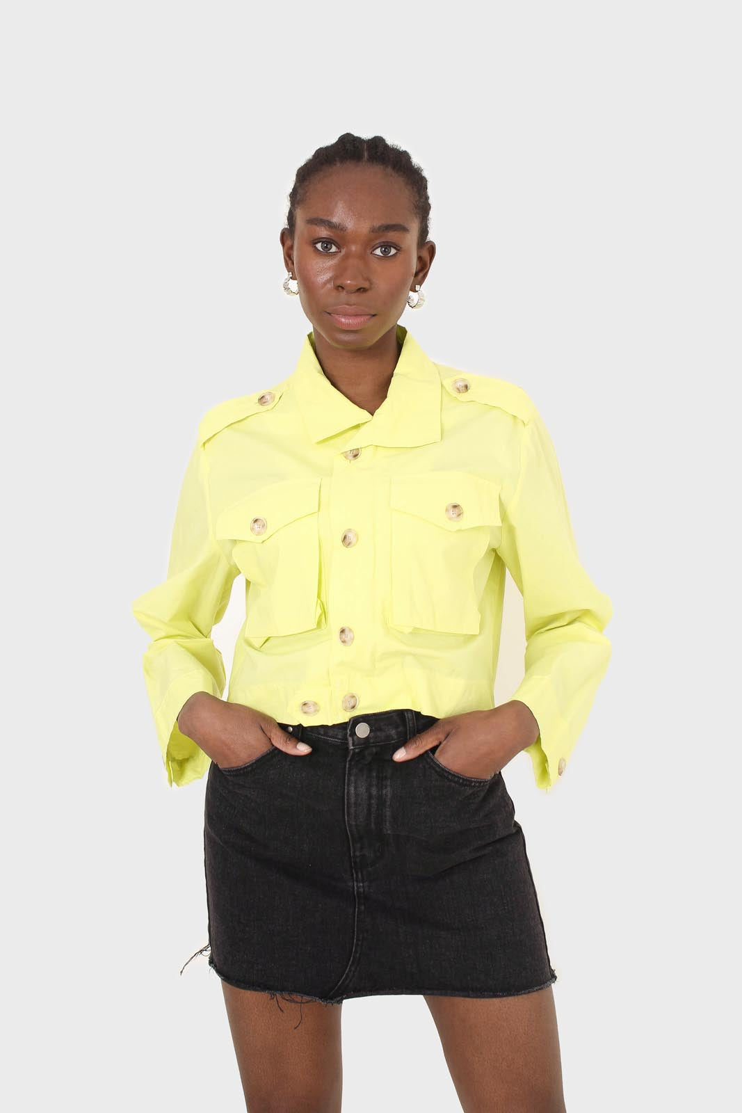Neon yellow patch pocket cropped jacket_7