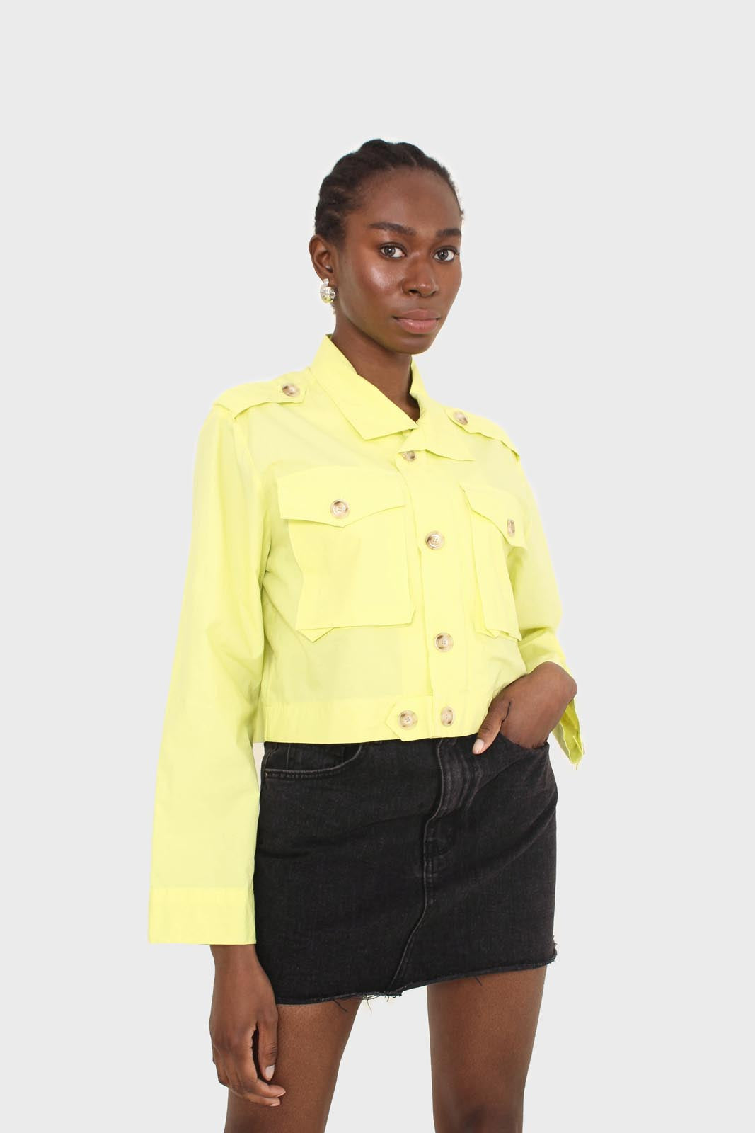Neon yellow patch pocket cropped jacket_6