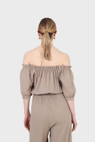 Brown off shoulder tie waist jumpsuit_4