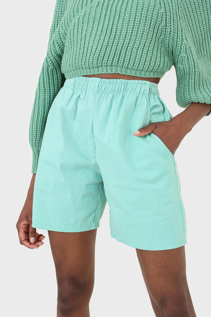 Mint simple loose fit shorts_1