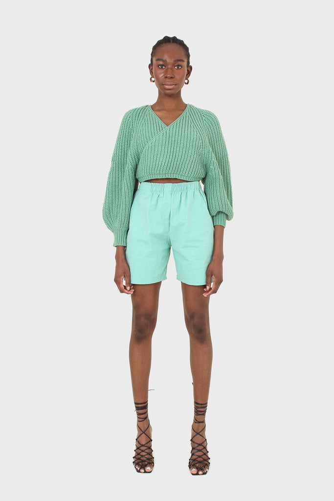 Mint simple loose fit shorts_3