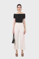 Black side shirring off shoulder tee_4