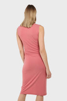 Dusty pink cross front fitted midi dress_5