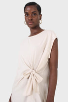 Cream tie front sleeveless maxi dress_8
