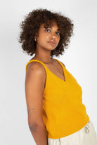 Mustard soft V-neck knit tank_2