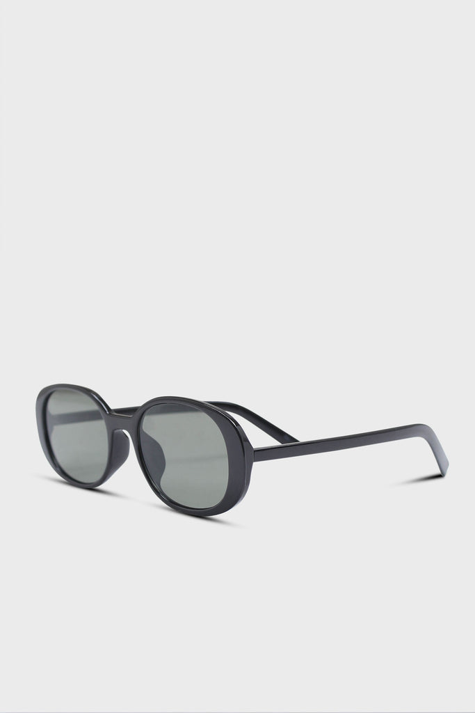 All black thick oval frame sunglasses_4