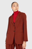 Dusty orange piping pocket oversized blazer_1