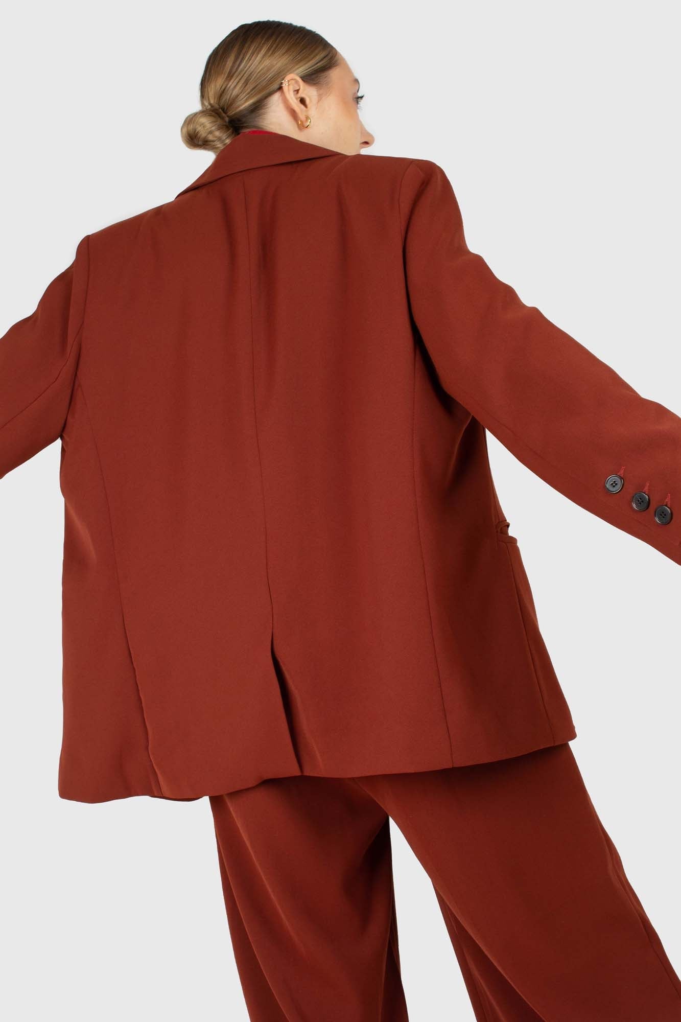 Dusty orange piping pocket oversized blazer_3