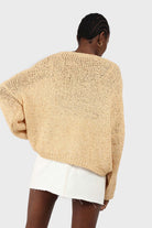 Yellow v-neck dropped shoulder loose fit jumper_3