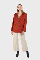 Burnt orange flap pocket silky blazer_1