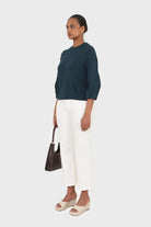 Dark green sharp seamed sleeve top_4