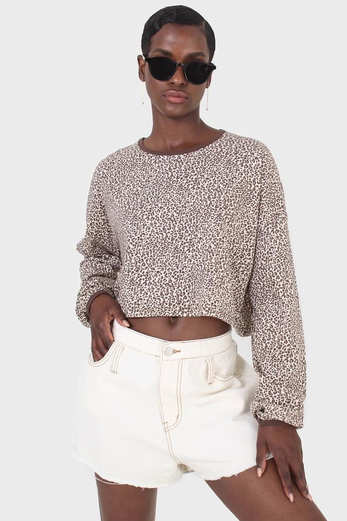 Ivory and brown leopard print cropped long sleeved top_8