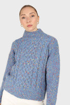 Blue rainbow fleck mock neck jumper_3