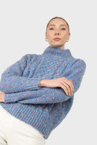 Blue rainbow fleck mock neck jumper_4