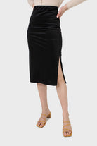 Black ribbed velvet pencil skirt_2