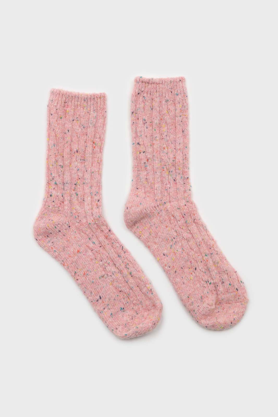 Baby pink rainbow fleck thick socks