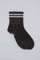 Dark silver metallic white varsity stripe socks_3