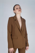 Mustard single breasted classic suit blazer_1