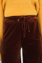 Brown velvet drawstring trousers_2