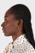 Ivory and black polka dots tie neck blouse_2