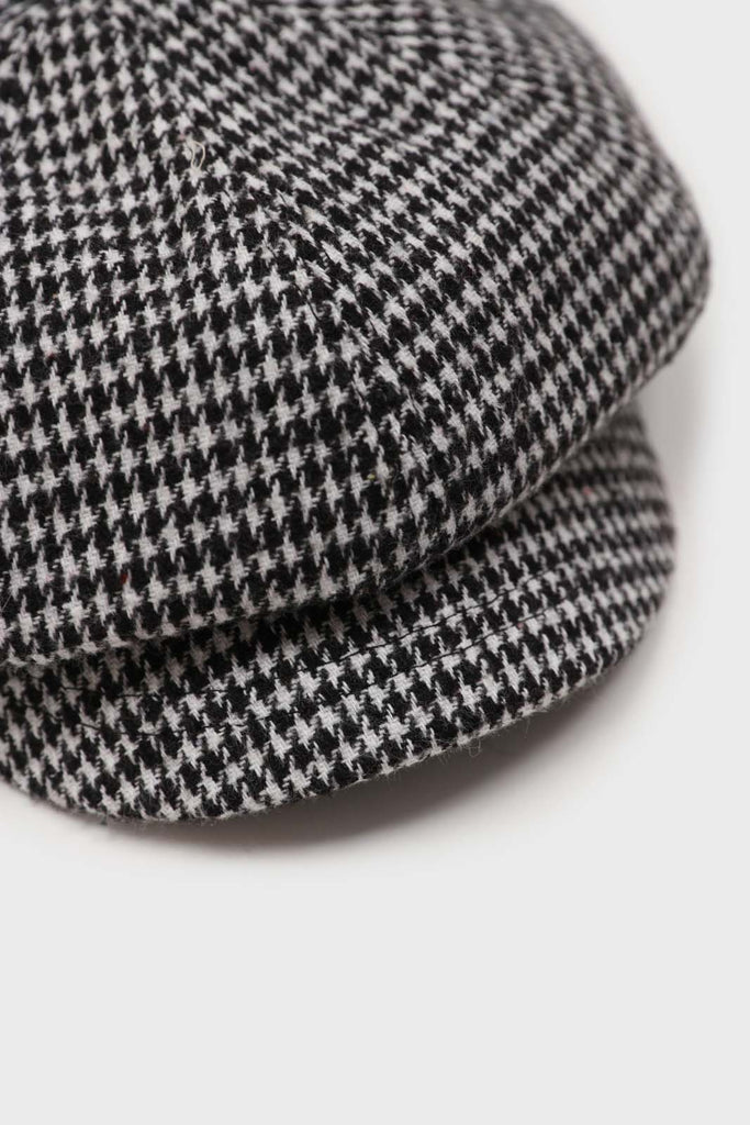 Black and white houndstooth baker boy hat_1