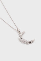 Charm necklace - Silver hammered crescent pendant_1