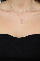 Charm necklace - Silver hammered crescent pendant_2