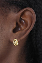 Gold hammered oval thick earrings_2