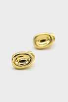 Gold hammered oval thick earrings_1