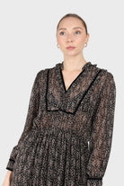 Black chiffon velvet trim floral maxi dress_2