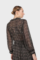 Black chiffon velvet trim floral maxi dress_5