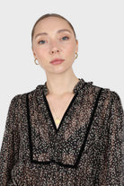 Black chiffon velvet trim floral maxi dress_6