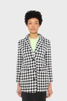 Black and white large houndstooth wool blazer_7