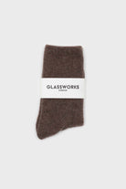 Brown smooth wool long socks_3