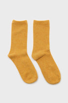 Yellow smooth wool long socks_4